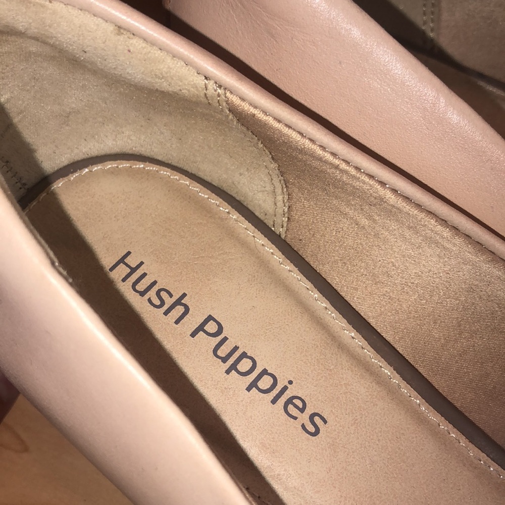 Hush Puppies Nude Leather Block Heel Pumps 10W - Picture 3 of 8